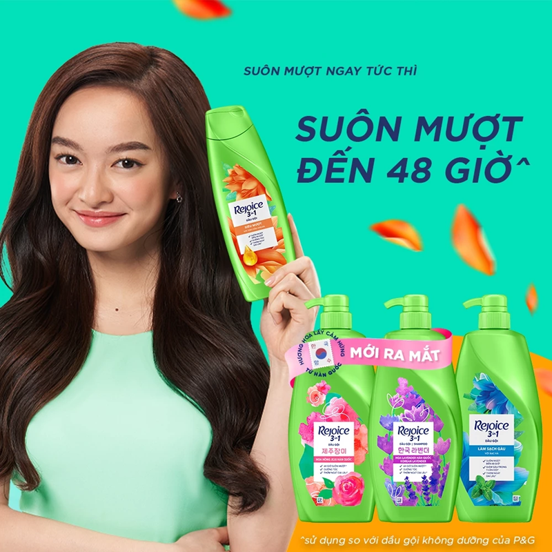  Dầu Gội REJOICE 3 Trong 1 Với Chiết Xuất Từ Tinh Dầu Argan Siêu Mượt/ Bạc Hà Sạch Gàu/ Hoa Hồng Jeju Chai 1150 ml 