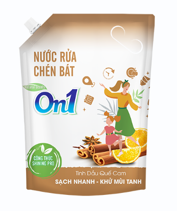  Nước Rửa Chén Bát On1 Thiên Nhiên Tinh Dầu Quế Cam 400-750g/ 1.4-3.2-3.5kg 