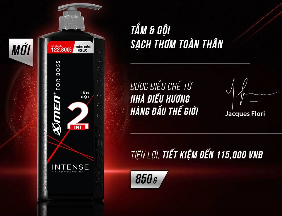  Tắm Gội Nam X-Men for Boss Intense 850g/ Legend 830g Hương Nước Hoa Châu Âu Sang Trọng Lịch Lãm 