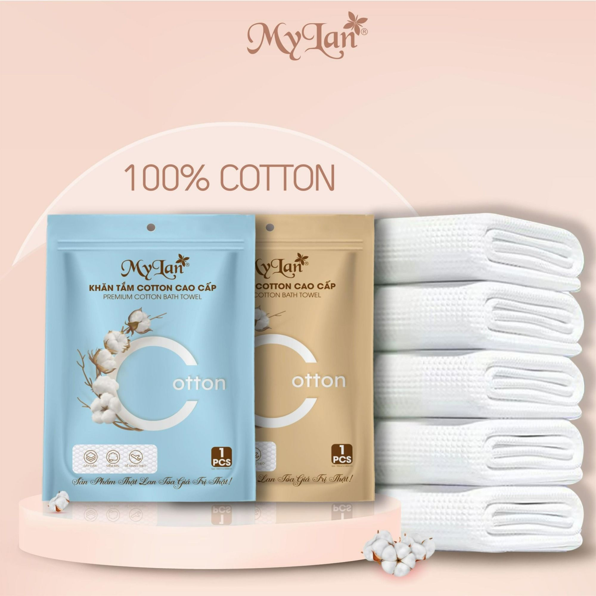  Khăn Tắm Cotton MyLan Cao Cấp Mềm Mại 70x140cm 