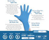  Găng tay y tế không bột MÀU XANH Sgloves NITRILE 3.5g 100 chiếc/hộp 