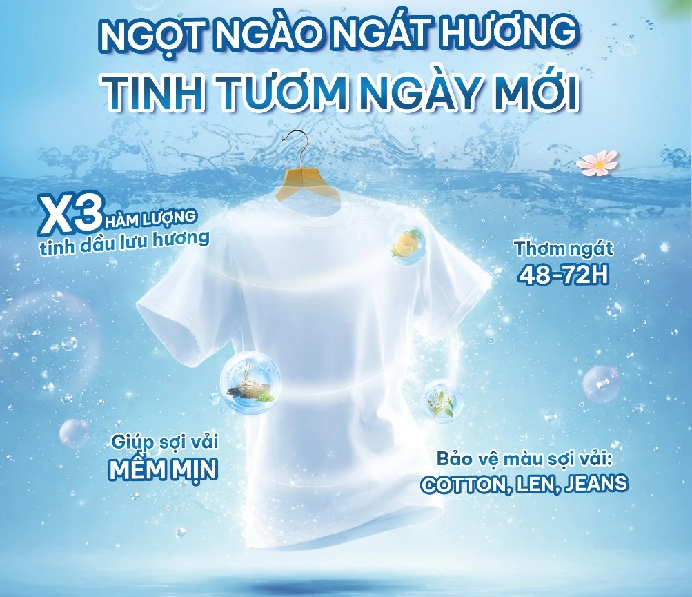  Nước Xả Làm Mềm Vải LORD Nắng Mai Đậm Đặc Lưu Hương Thơm Ngát An Toàn Cho Da Nhạy Cảm túi 3 kg 