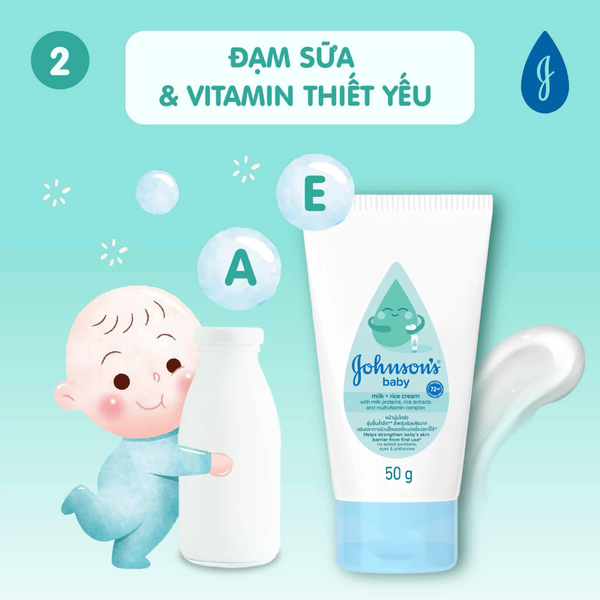  Kem dưỡng da chứa sữa & gạo Johnson's Baby cream 50g 