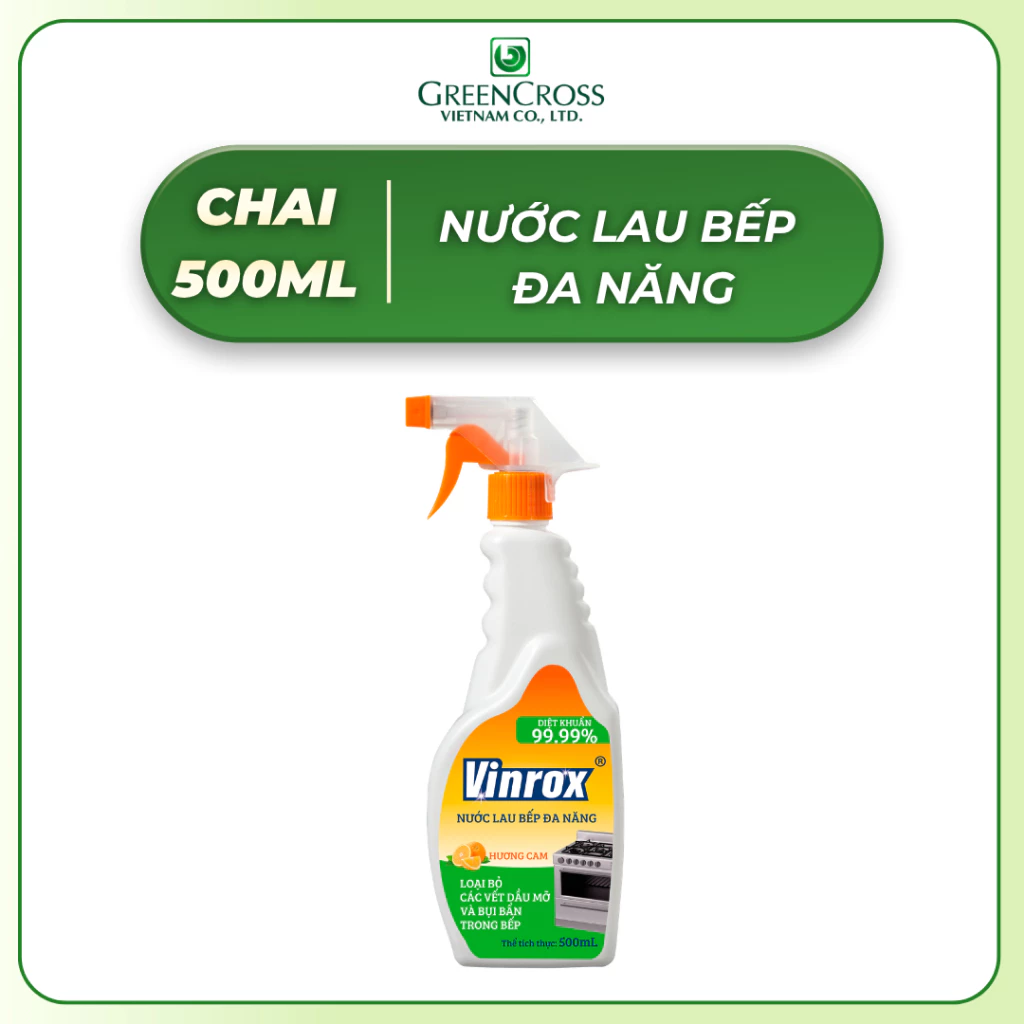  Nước Lau Bếp VINROX 500ml Hương Cam – Tẩy Sạch Dầu Mỡ Cứng Đầu, Làm Sạch Nhanh, Thơm Mát 
