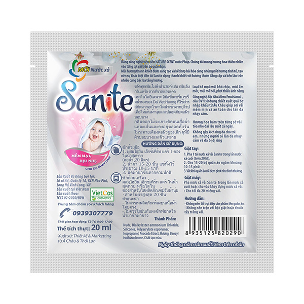  Nước Xả Vải SANITE – Mềm Mại, Dịu Nhẹ 20ml 