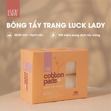  Bông tẩy trang Luck Lady dạng hộp 120 miếng,kích thước bông 58mm,mềm mịn,làm sạch da,an toàn cho da,skincare 