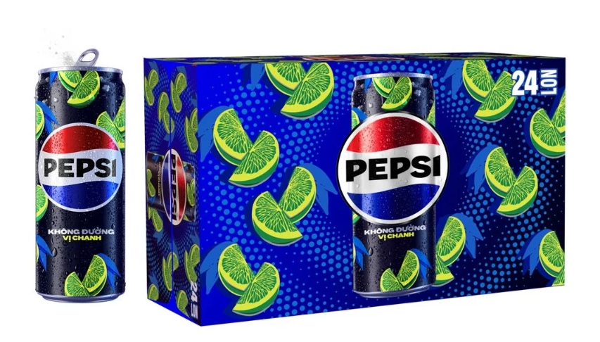  Nước Uống Có Gaz Pepsi Vị Chanh Không Calo, Không Đường 320ml/lon 