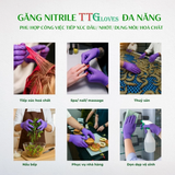  Găng Tay Cao Su Y Tế TTGLOVES Không Bột Nitrile Màu Tím Siêu Bền Đẹp 4.5gr (Hộp 100 Chiếc) 