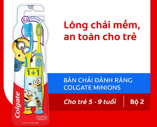  Bộ 2 bàn chải Colgate Minion Twin cho bé từ 5-9 tuổi 