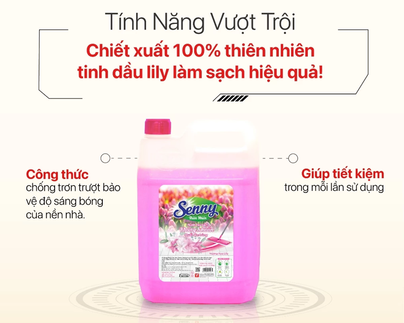  Nước Lau Sàn Senny Thơm Mát Làm Sạch Không Khí Khử Mùi Hôi Giúp Sàn Nhà Sạch Bóng 9.36 kg 