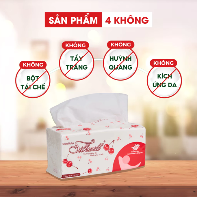  Giấy ăn rút lụa khổ lớn Silkwell 280 tờ dai,mềm,mịn,không bụi giấy 