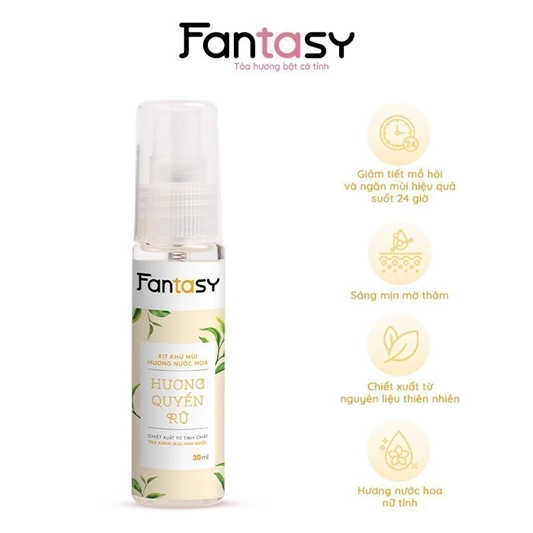  Xịt Khử Mùi Hương Nước Hoa FANTASY Giúp Da Sáng Mịn, Mờ Thâm 30ml 