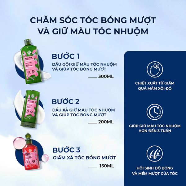 Dầu gội giữ màu tóc nhuộm và giúp tóc bóng mượt Yves Rocher Shine Protective Shampoo 300ml 