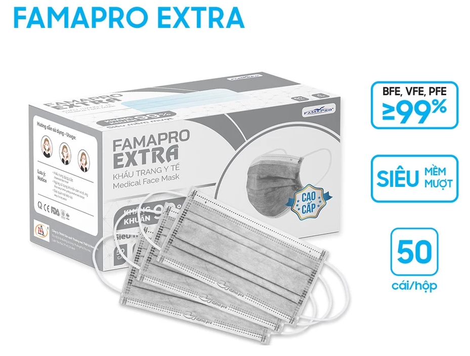  Khẩu trang 4 lớp Famapro Extra (50 cái/hộp) 