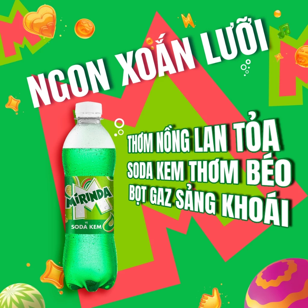  Nước Ngọt Giải Khát Có Gaz Mirinda Soda Kem 390ml/chai 