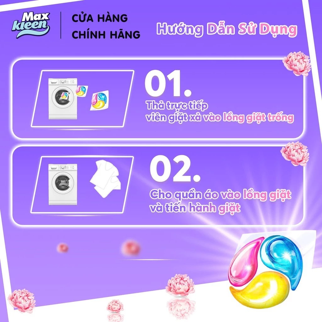  Túi Viên Giặt Xả MaxKleen Hương Dấu Ấn Ngọt Ngào 34 viên 