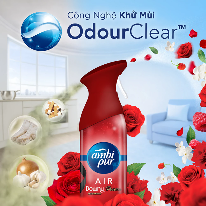  Xịt Phòng Khử Mùi AMBI PUR Hương Nước Hoa Downy Đam Mê 185ml 