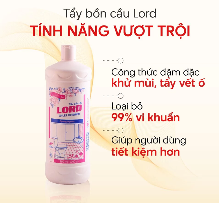  Tẩy Bồn Cầu Lord Công Thức Đậm Đặc Tẩy Sạch Mảng Bám Khử Mùi Loại Bỏ Vết Ố Trên Men Sứ Tường Nhà Tắm 960ml 
