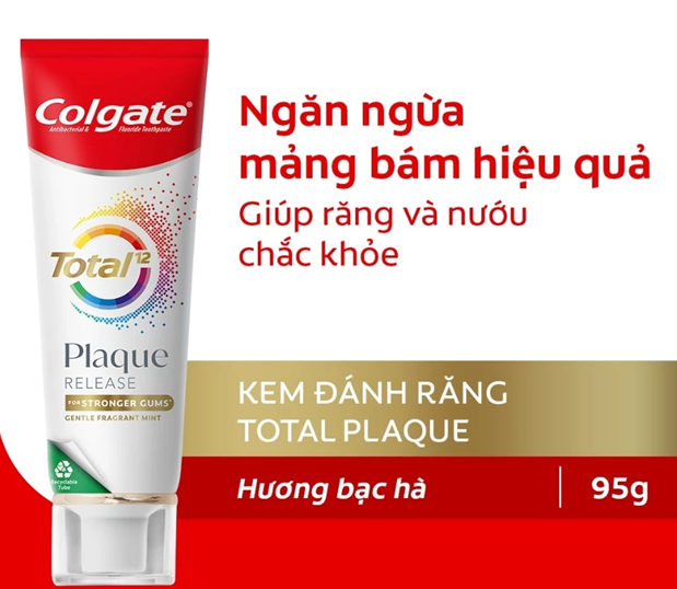  Kem đánh răng Colgate Total Plaque Release 95g/tuýp giúp khỏe nướu, ngăn mảng bám hiệu quả gấp 3 lần 