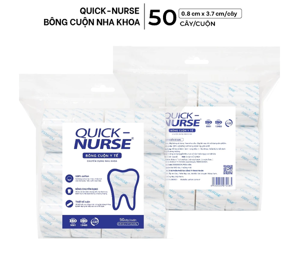  Bông Cuộn Nha Khoa QUICK-NURSE 0.8x3.7cm 600 Que/Bao 