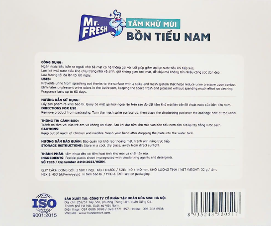  Tấm khử mùi bồn tiểu nam Mr Fresh (hộp 3 + 1 Free) 