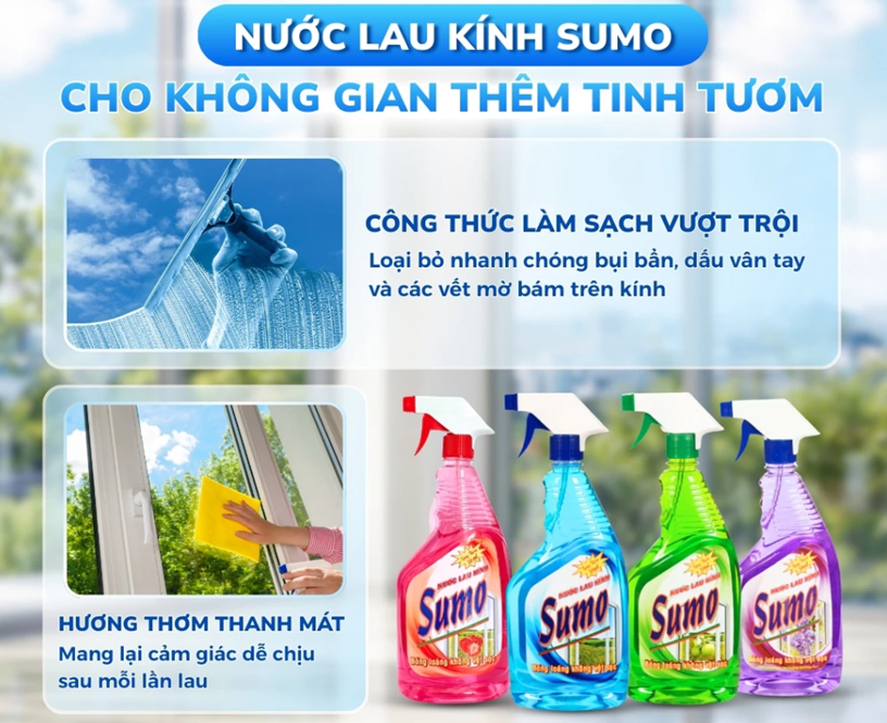  Nước Lau Kính Sumo 850ml 4 Mùi Hương tự chọn Lau Kính Ô Tô Lau Kính Bàn Ăn Lau Kính Hồ Cá 