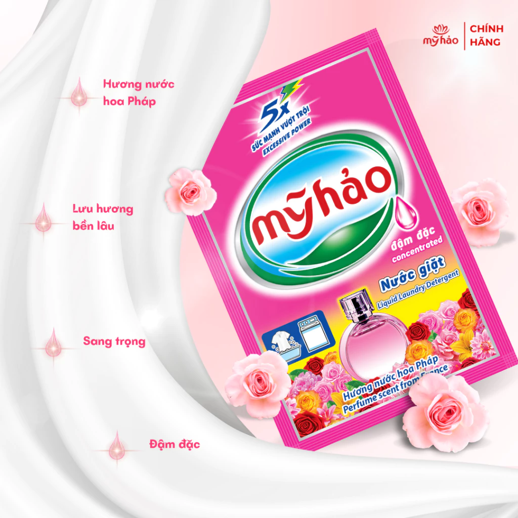  Nước Giặt 5X Đậm Đặc Mỹ Hảo Tiết Kiệm Và Tiện Lợi Gói 38g x 200 gói/ thùng 