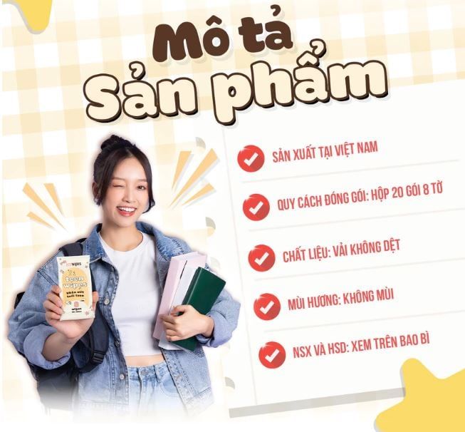  Hộp 20 gói khăn ướt mini size Teen EcoWipes gói 8 tờ không mùi 