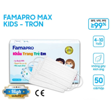  Khẩu trang y tế trẻ em 3-4 lớp Famapro MAX KIDS 50 cái/hộp (bé 15-30kg) 