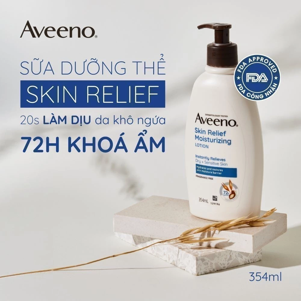  Sữa dưỡng thể Làm dịu kích ứng trong 20s & Khóa ẩm 72H cho da nhạy cảm Aveeno Skin Relief Body Lotion 354ml 