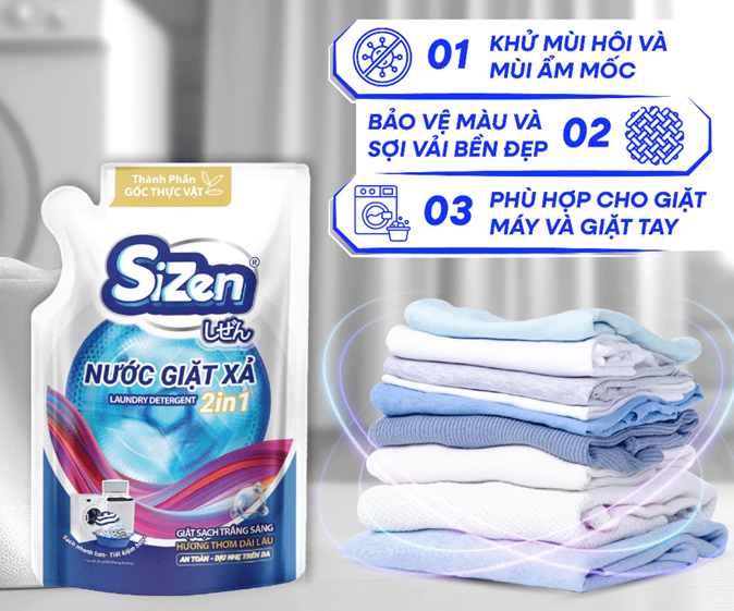  Túi Nước Giặt Xả Sizen 500ml - Lưu hương nước hoa lâu, Chống ẩm mốc, Không kích ứng da, Làm sạch vải 