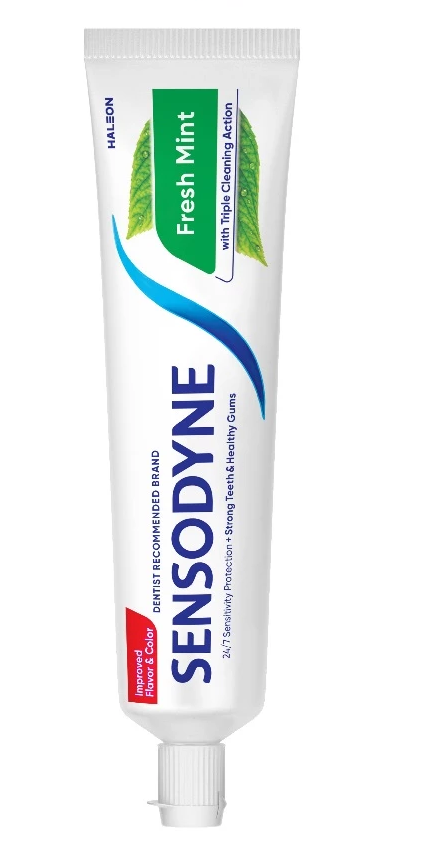  Kem đánh răng SENSODYNE Fresh Mint 160g giúp giảm ê buốt hiệu quả với hương bạc hà thơm mát 