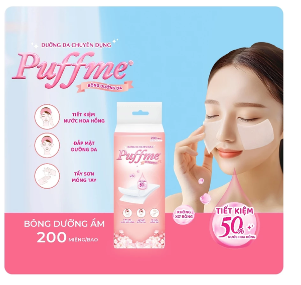  Bông Đắp Toner Dưỡng Da PUFFME Airlaid 200 Miếng/Bao 