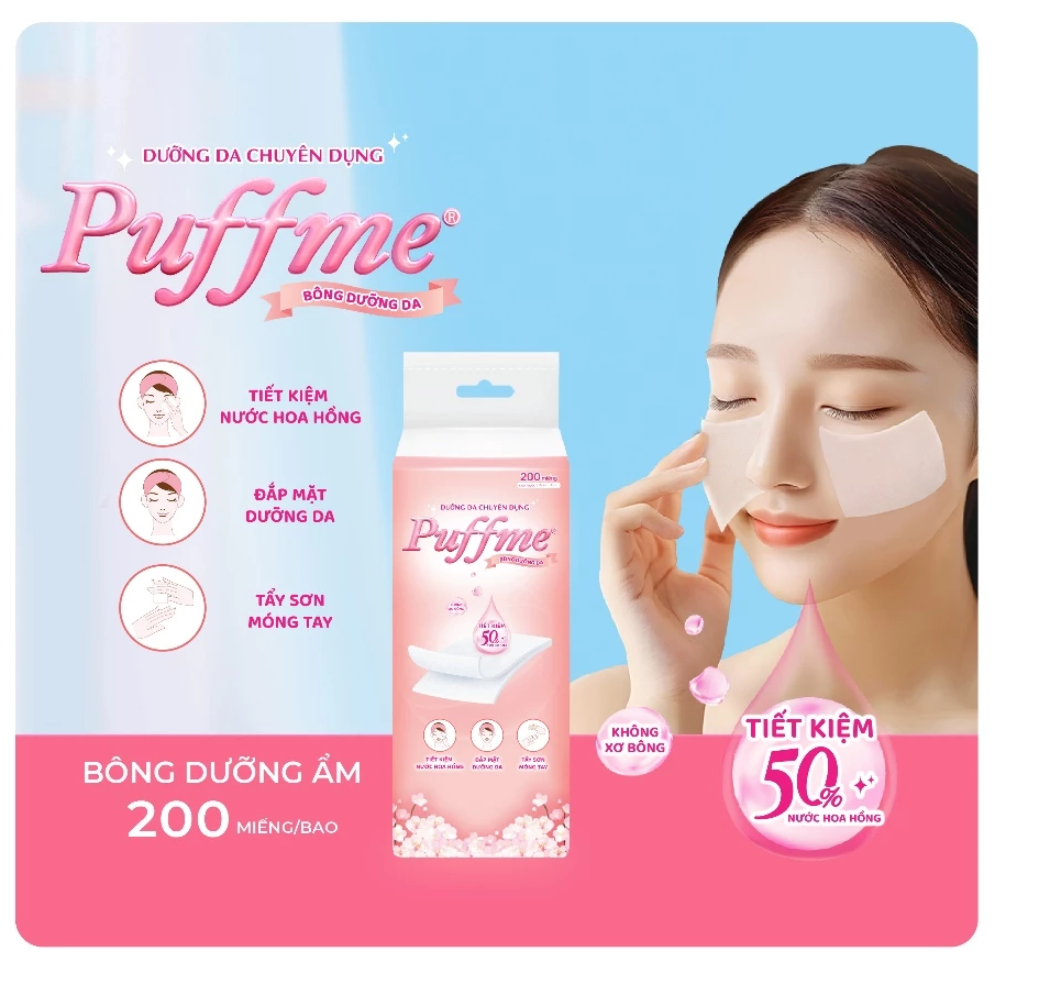  Bông Đắp Toner Dưỡng Da PUFFME Airlaid 200 Miếng/Bao 