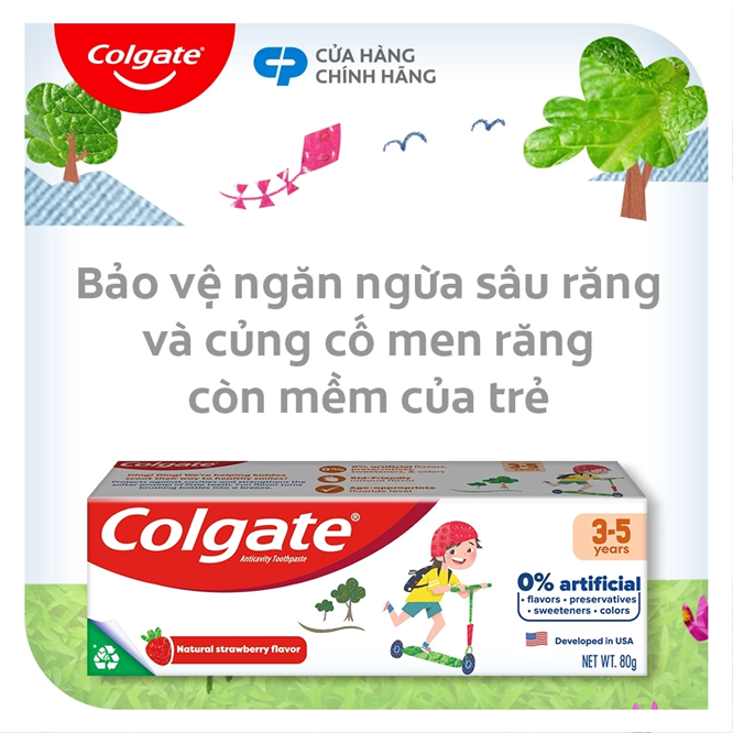  Kem đánh răng Colgate Kid Free From cho bé 3-5 tuổi không chất bảo quản 80g 