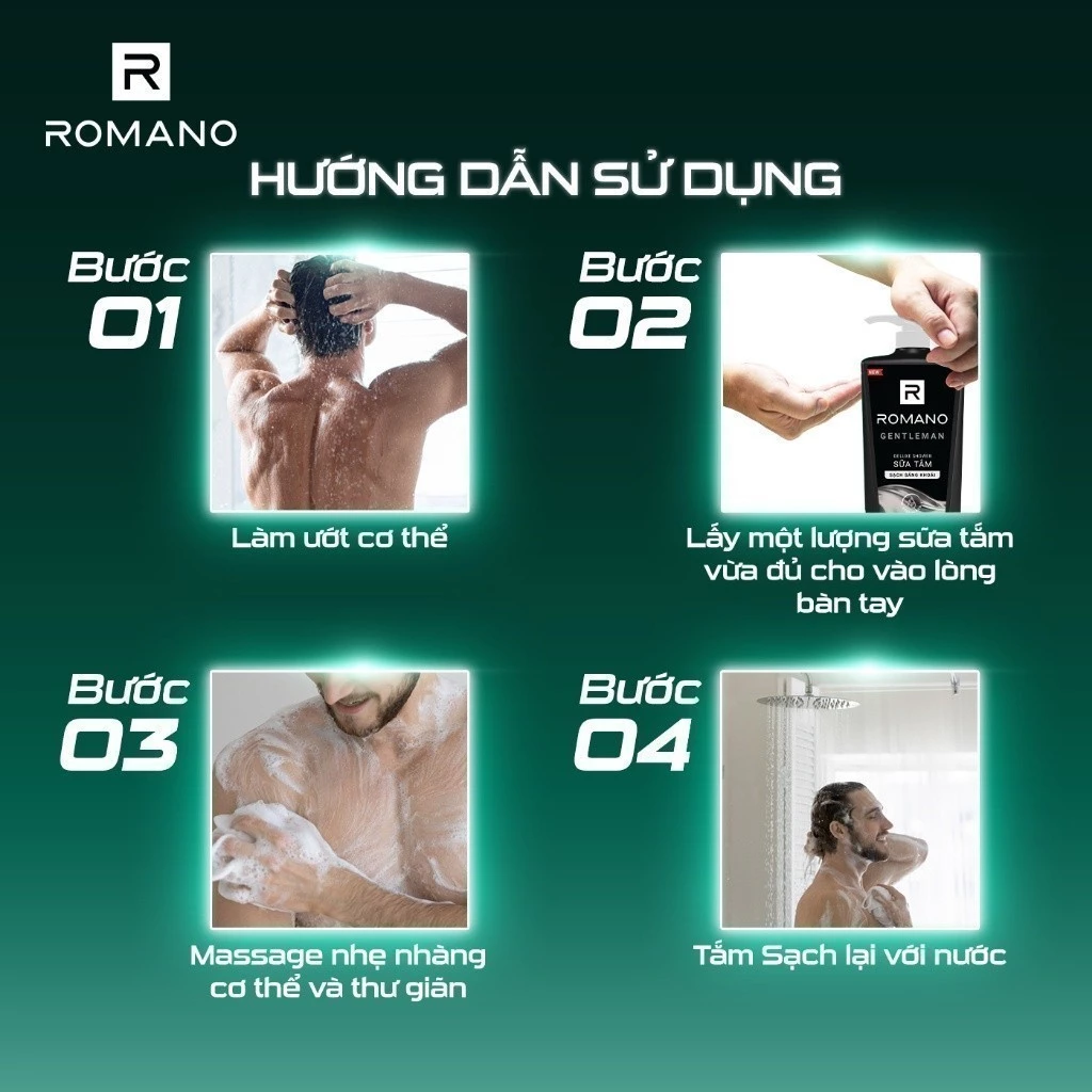  Sữa tắm Romano hương nước hoa Classic/ Attitude/ Force/ Gentleman 650g/chai - 4 mùi hương 