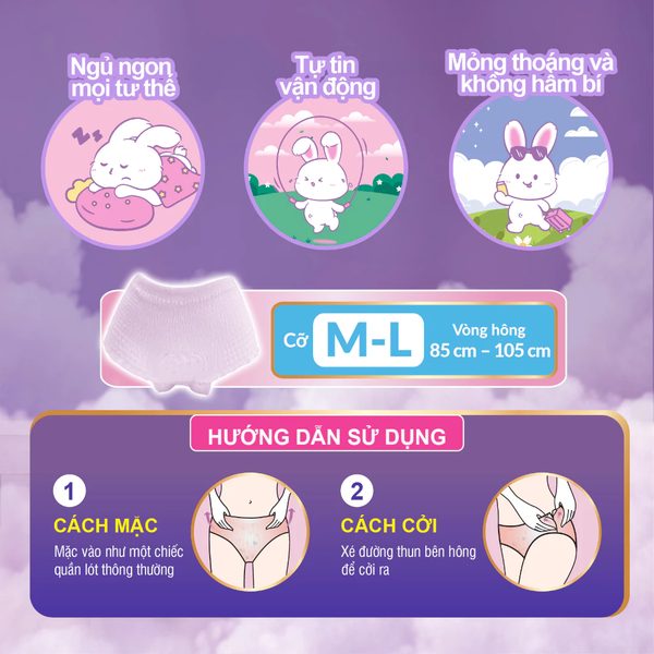  Băng vệ sinh nữ dạng quần Diana Comfy Night Mỏng Thoáng M-L 18 Miếng/Gói 