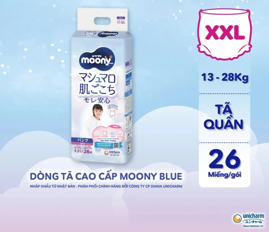  Tã quần cao cấp Moony Bé Gái L44/XL38/XXL26 - Nhập khẩu Nhật Bản 