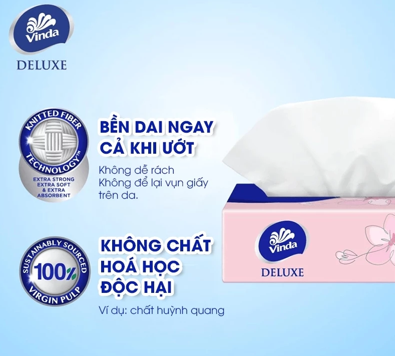  Khăn giấy rút Vinda Deluxe 3 lớp 110 tờ size L (Lốc 4 Gói) 