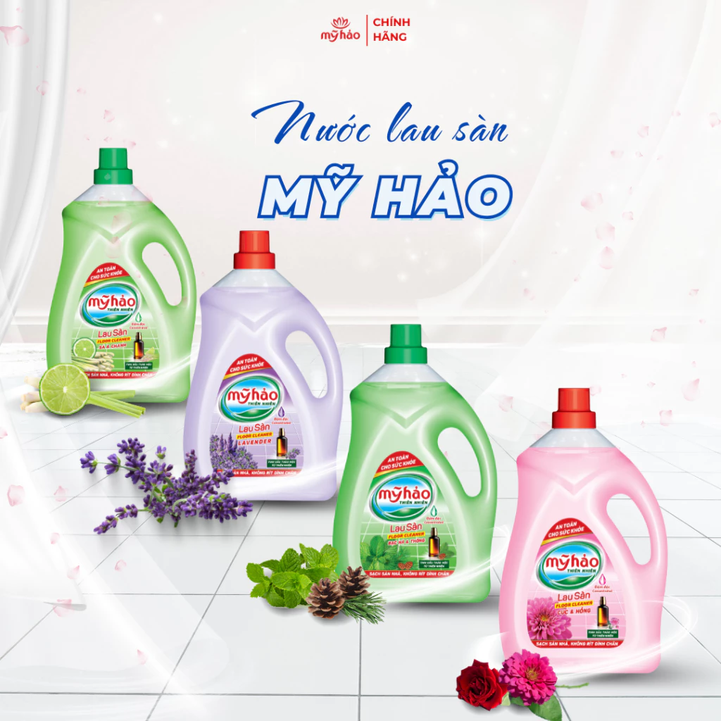  Nước Lau Sàn Thiên Nhiên An Toàn Mỹ Hảo Sạch Bóng Thơm Mát Bình 3.6 KG 