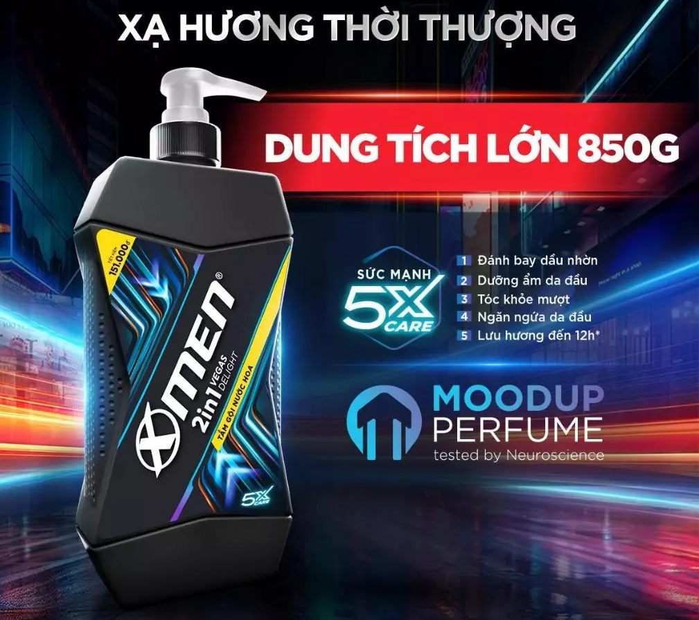  Tắm Gội XMen Amazon Hunt/Vegas Delight 630g/850g - Hương Nước Hoa Phong Trần 