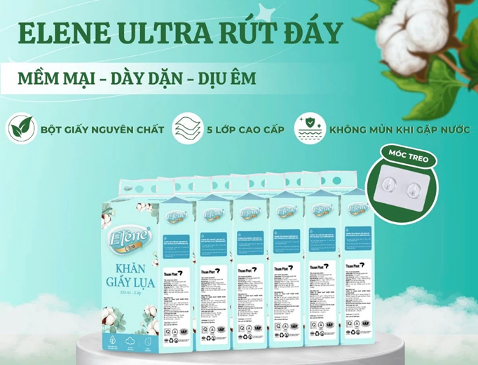  Giấy Lụa 5 Lớp Rút Đáy Elene Ultra 1600 Tờ Cao Cấp, Mềm Mịn, An Toàn 