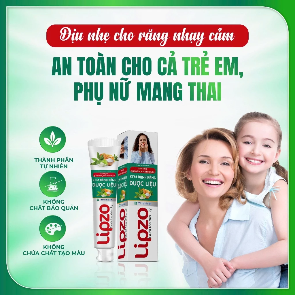  Kem Đánh Răng Dược Liệu Lipzo Tuýp 110g Từ 6 Loại Dược Liệu Thiên Nhiên Vị Ngọt Thơm Bảo Vệ Nướu Lợi 