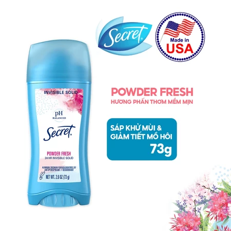  Sáp Khử Mùi SECRET 73g, Giảm tiết mồ hôi và dưỡng da săn mịn, nhiều mùi hương - Mỹ 