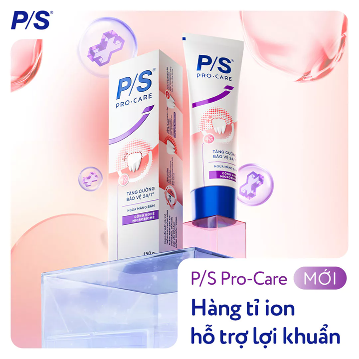 Kem Đánh răng P/S Pro-Care với hàng tỉ ion hoạt tính hỗ trợ lợi khuẩn 150g 