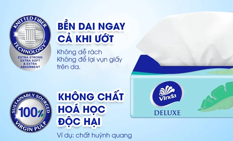  Khăn giấy rút cao cấp Vinda Deluxe 3 lớp 90 tờ size M (5 Gói) 