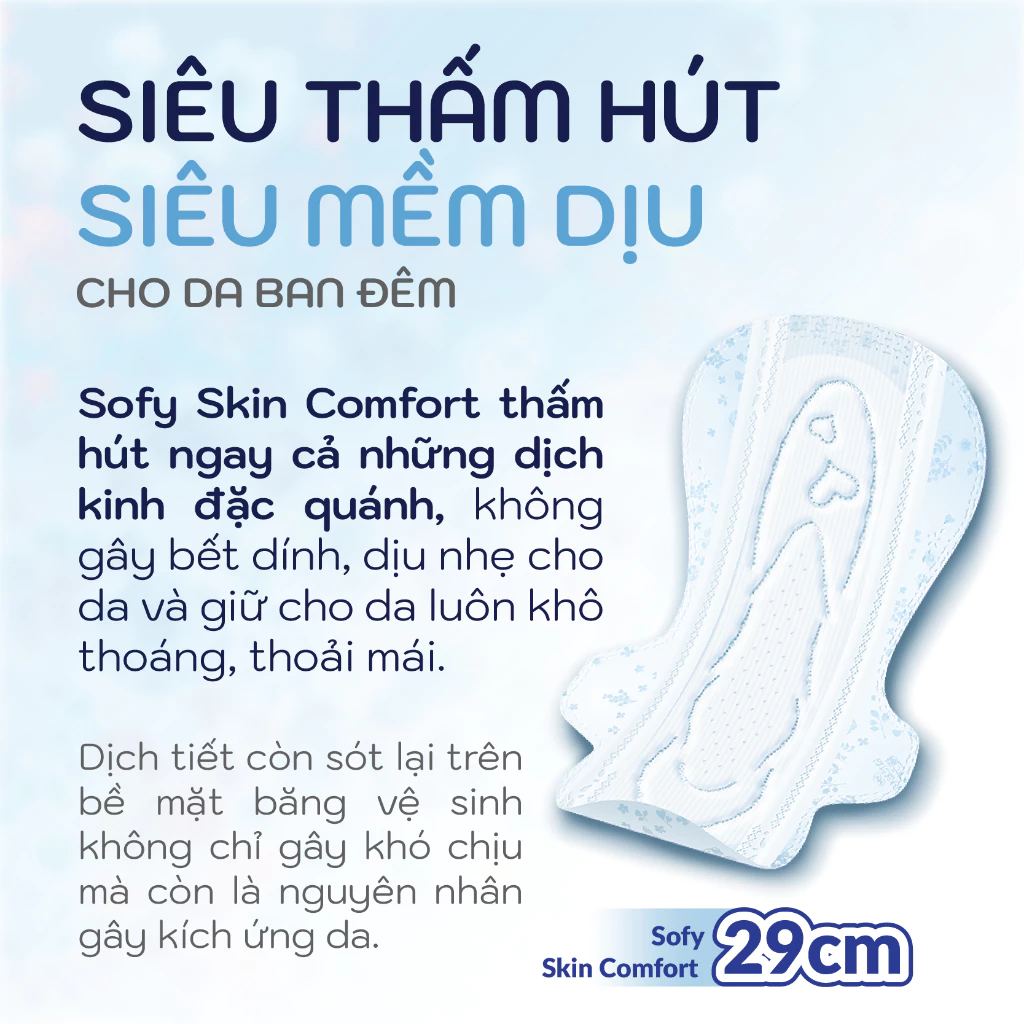  Băng vệ sinh Sofy Skin Comfort Ultrathin Cánh 36cm (Gói 10 hoặc 12 miếng) 