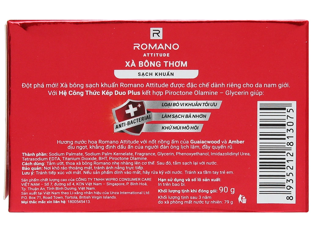  Xà bông sạch khuẩn Romano Attitude 90g 