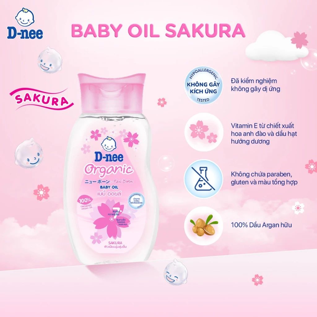  Dầu massage cho bé sơ sinh từ 0 tháng tuổi trở lên giúp da bé mịn màng 200ml 