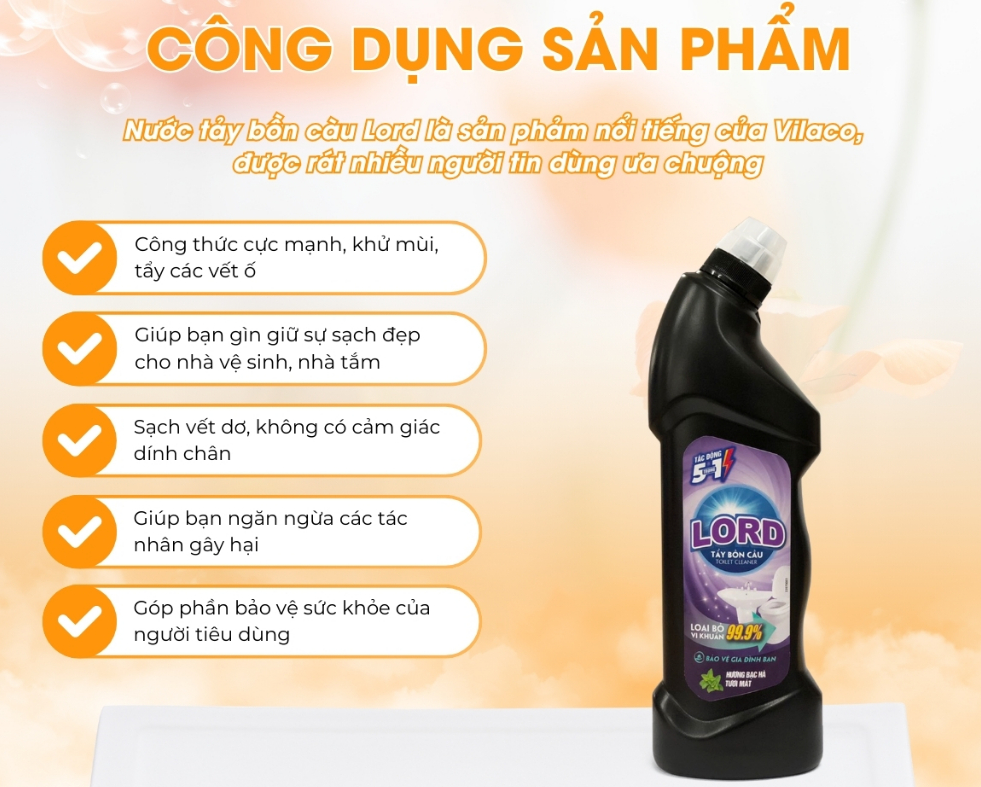  Tẩy Bồn Cầu LORD Hương Thơm Ngát Làm Sạch Nhà Vệ Sinh Bảo Vệ Sức Khỏe 750g 